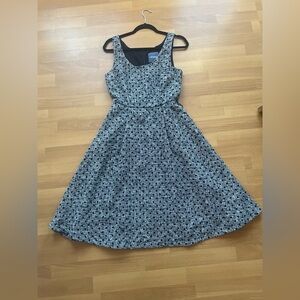 Modcloth Black and Grey Textured Midi Dress